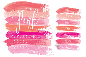 acrylic brush strokes clipart - pink
