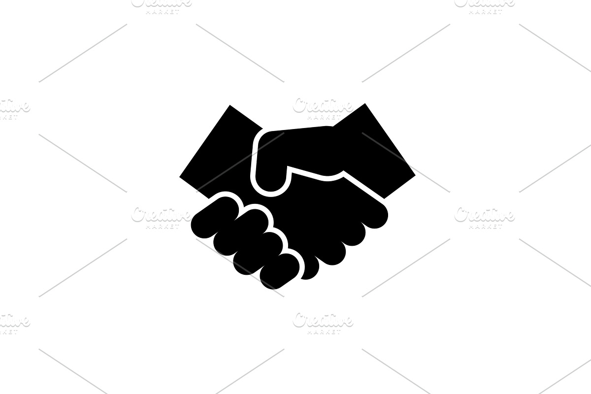 Handshake black icon. Agreement, a Solid Icon by Saggitarius