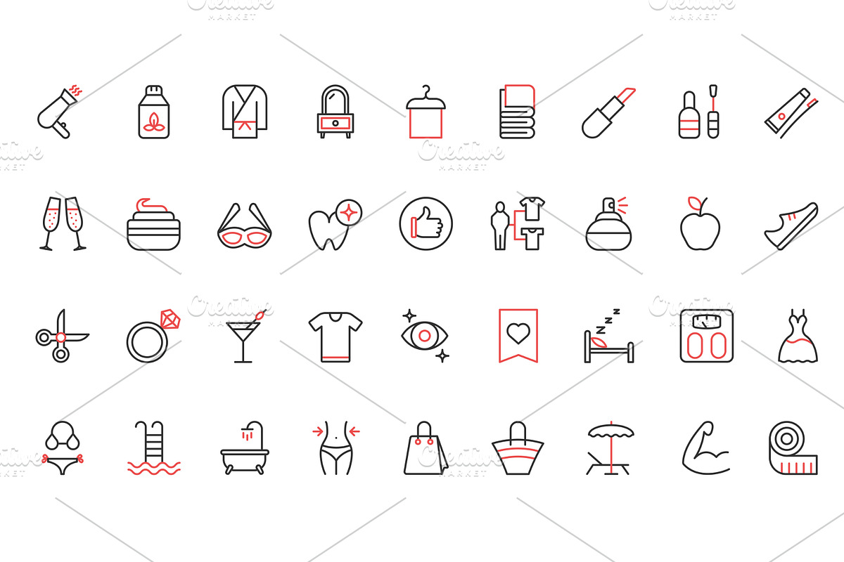 Beauty & cosmetics icons, an Object Illustration by Lemberg Vector