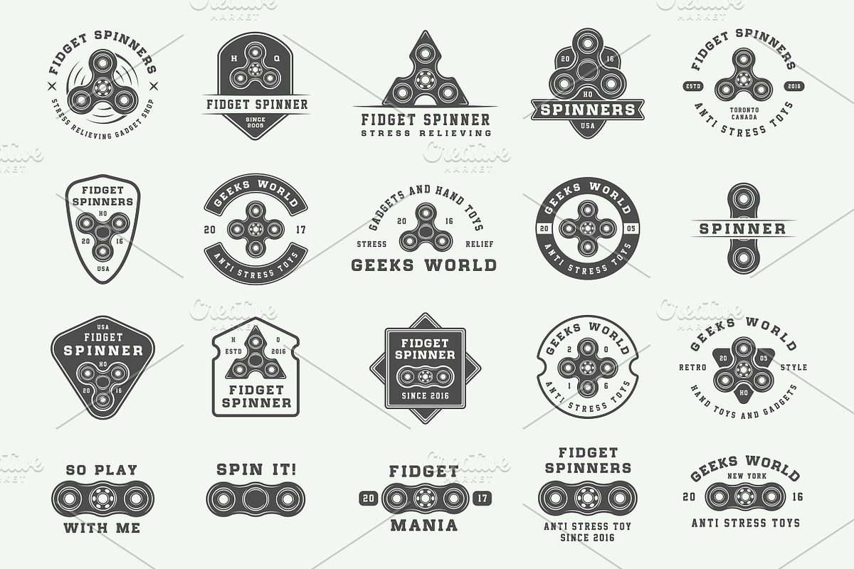 Set of Fidget Spinners Emblems, a Branding & Logo Template by AkimD (Photo 3 of 5)