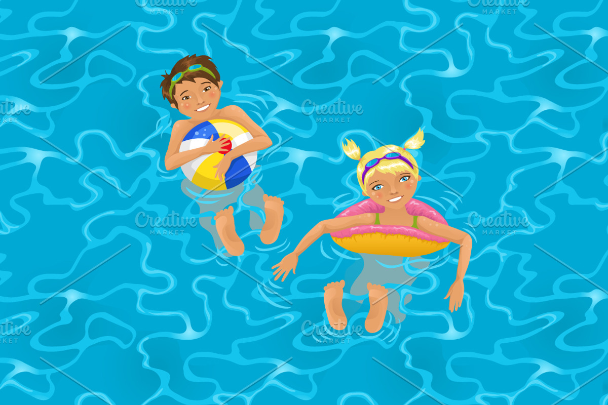 Vector cute kids + 2 patterns, an Illustration by Alenarozova (Photo 1 of 3)