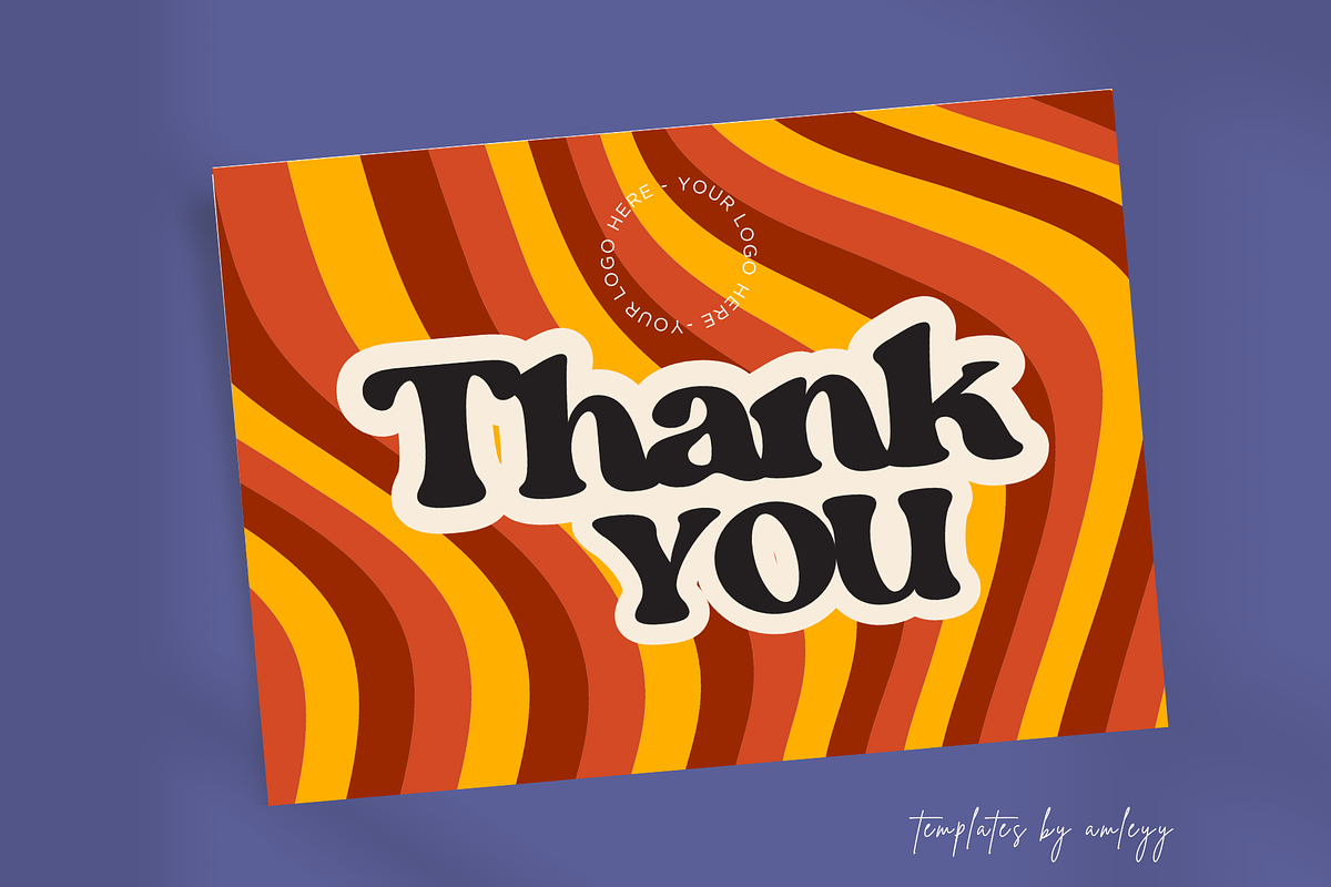 Retro Thank You Card Template, a Card Template by Elegant_Studio44 (Photo 2 of 6)