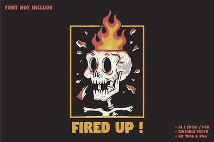 burning skeleton head, a Branding & Logo Template by Judsart