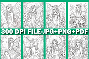 Forest Fairy Girl Coloring Pages, a Stationery Template by Design Station (Thumbnail 3 of 4)