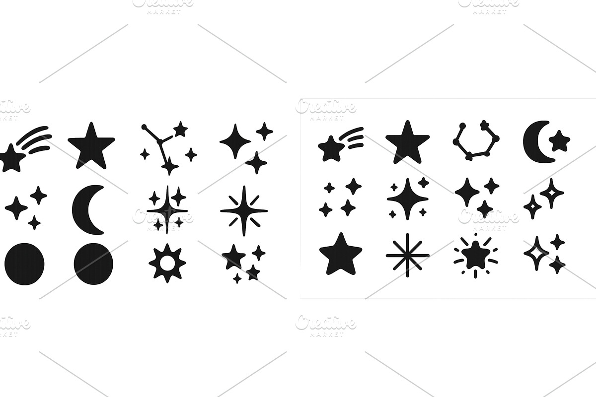 Collection of black star and moon, an Illustration by ZinetroN