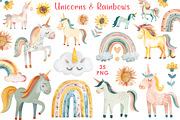 Watercolor Boho Unicorn & Rainbow, an Animal Illustration by Whimsy Brush Studio (Thumbnail 1 of 9)