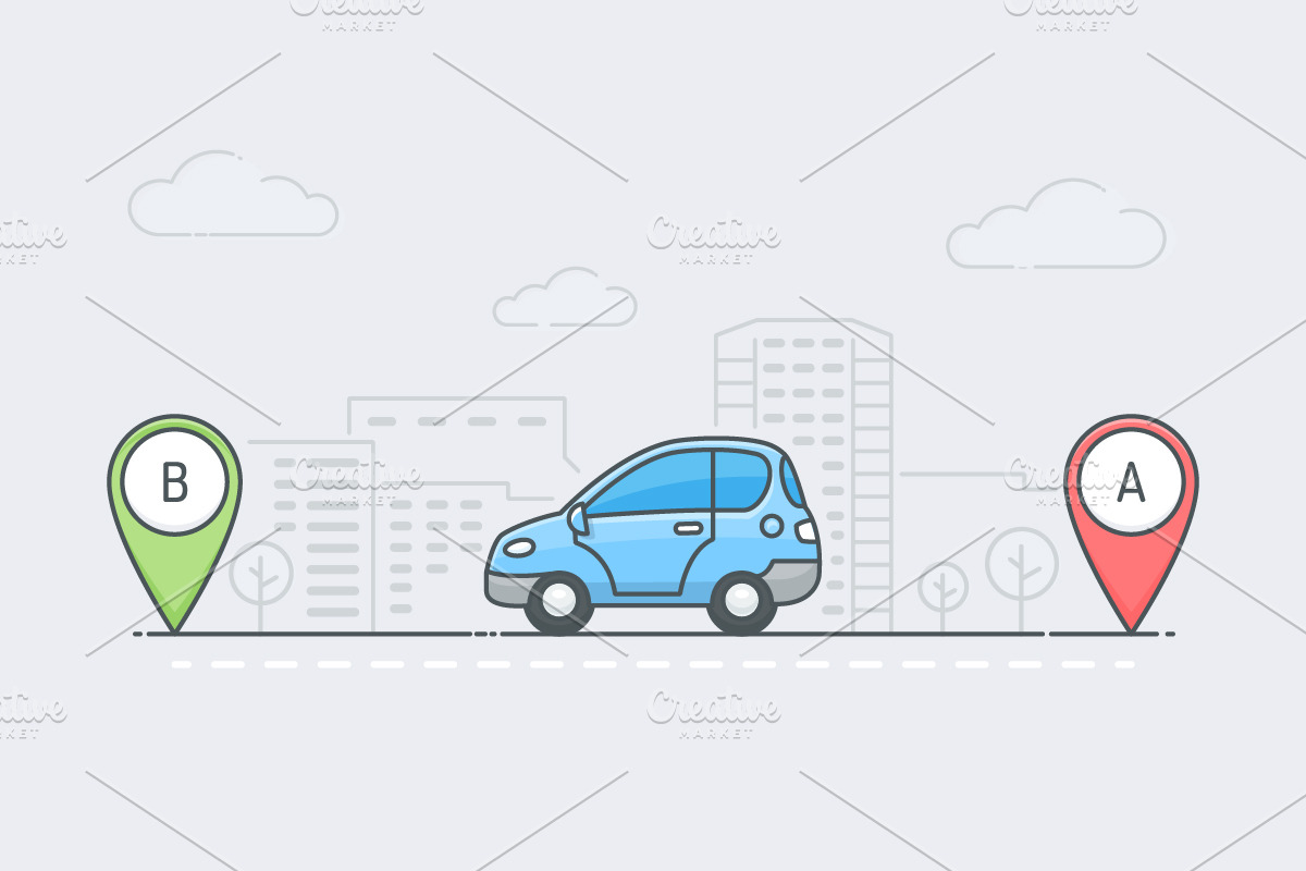 Car Travel, a Transportation Illustration by Vector Kitchen by Zoljo