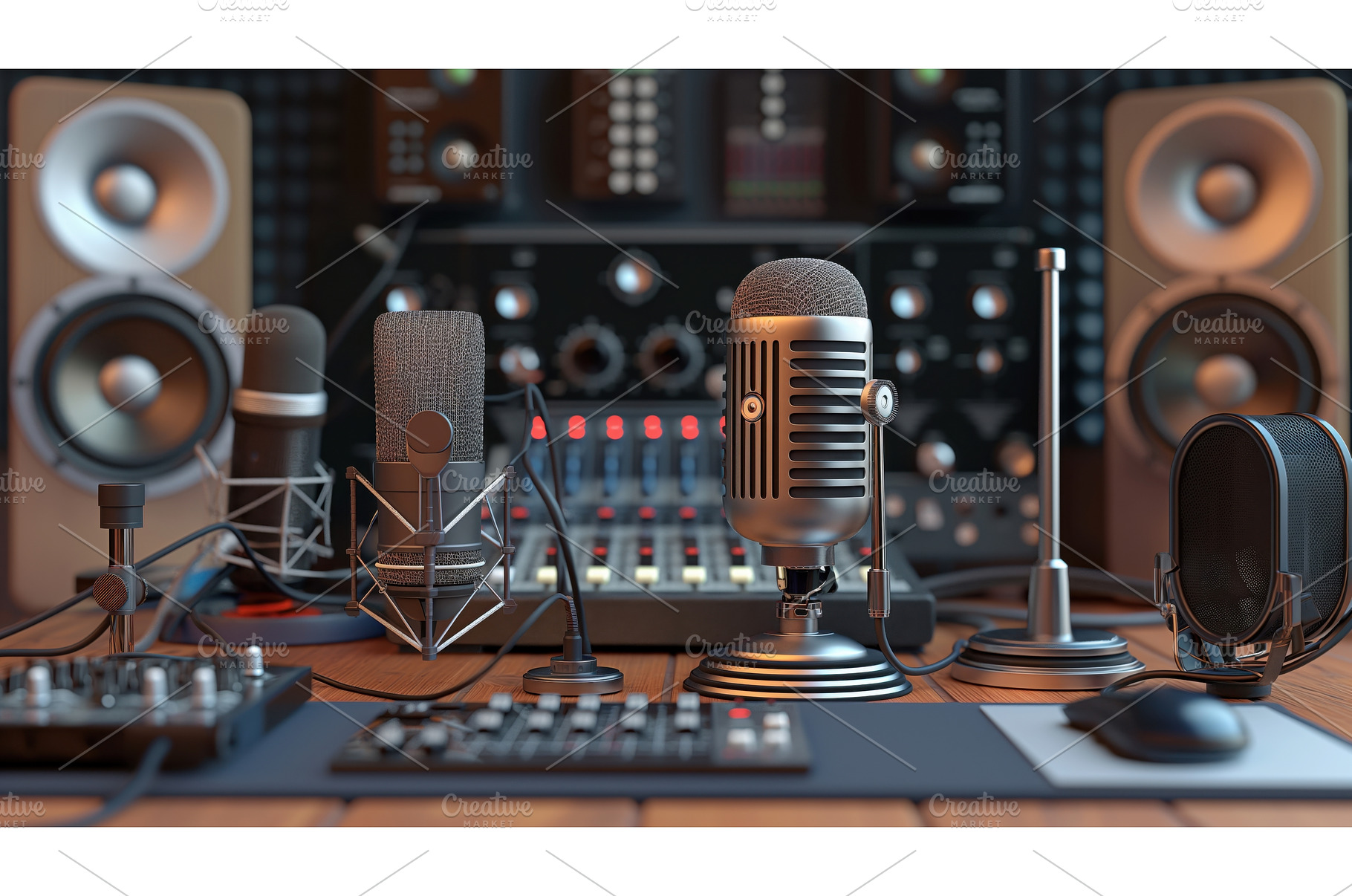 Professional sound studio setup with, an Abstract Photo by Sergey Kotenev