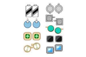 cufflinks set cartoon vector, an Object Illustration by pikepicture