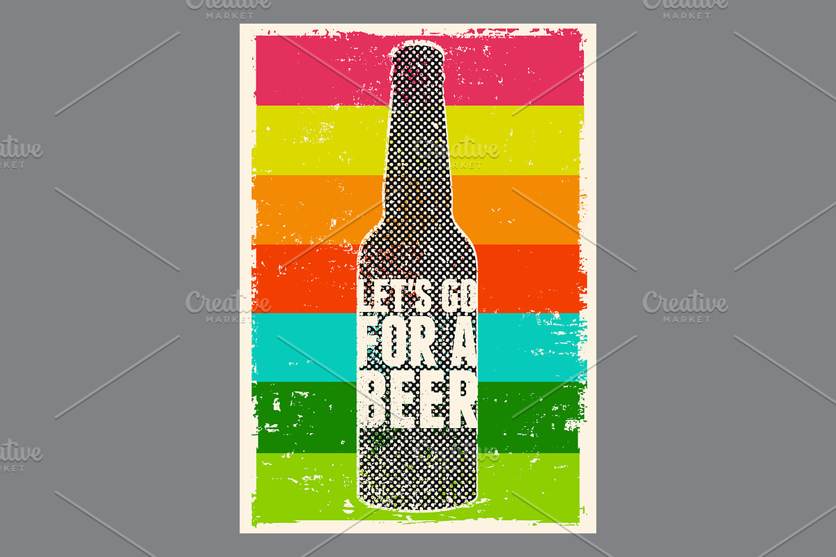 Beer grunge vector poster set., a Food Illustration by PoPaShop (Photo 6 of 9)