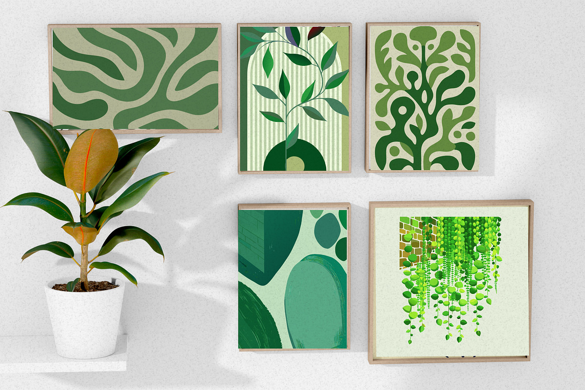 Green & Purple Botanical Wall Art, a Wallpaper Graphic by Helospace (Photo 8 of 10)