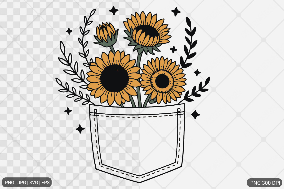 Sunflower SVG PNG Design Bundle, an Illustration by Actual Pixel (Photo 18 of 30)
