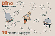 Dino Space Adventure – Vector Set, an Illustration by moja doodle (Thumbnail 3 of 11)