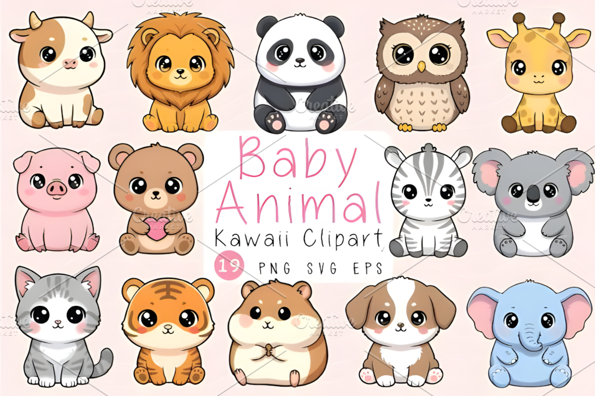 Cute Kawaii Baby Animals Clipart Bun, an Animal Illustration by Ink Gallery (Photo 1 of 4)