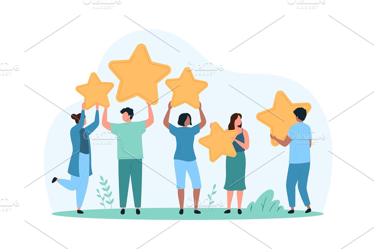 Customers good review satisfaction, a Person Illustration by Flashvector