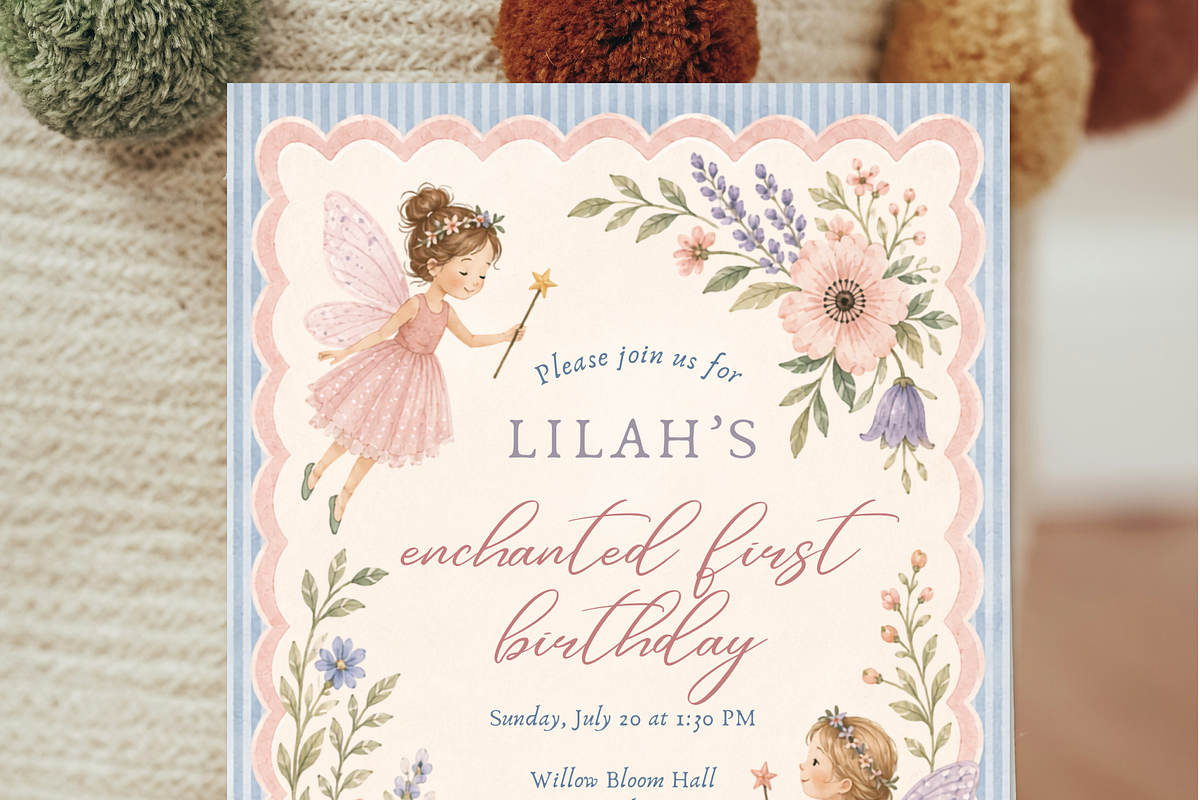 Fairy First Birthday Invitation, an Invitation Template by heynomi (Photo 6 of 18)