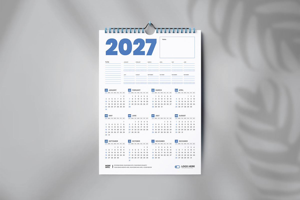 2027 One page calendar, a Stationery Template by Tanmoy Topu (Photo 2 of 2)