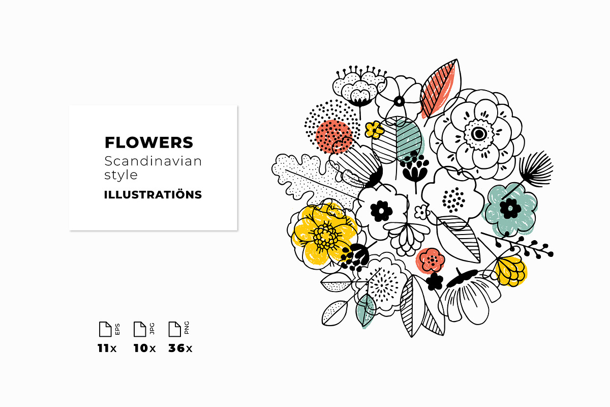 Scandinavian flowers, a Decorative Illustration by adehoidar (Photo 1 of 5)