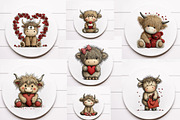 Valentine cute Highland cow clipart, an Illustration by Designworld (Thumbnail 3 of 6)