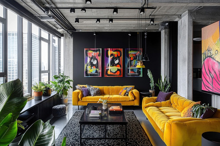 Vibrant modern living room, a Photo by Beautiful things