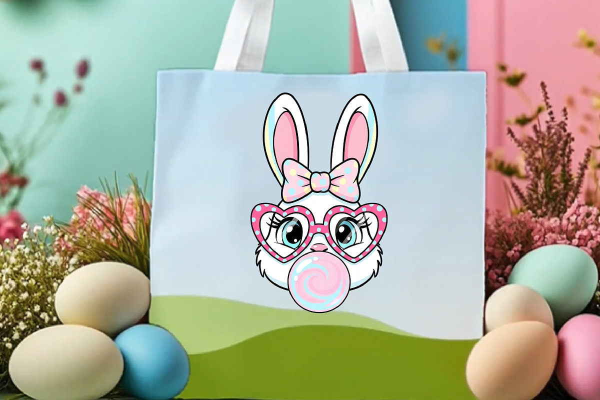 Cute Rabbit with Polka Dot Bow PNG, an Illustration by DreamArtGraphic (Photo 3 of 4)