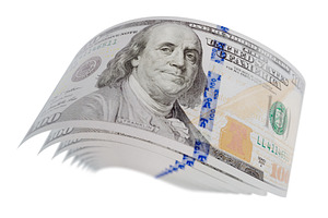 US 100 Dollar Bills Isolated White, a Business Photo by Andy Dean Photography