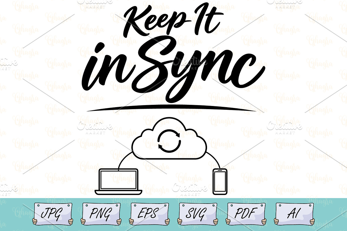 Keep It in Sync Cloud SVG, an Object Illustration by Ghagra (Photo 1 of 6)
