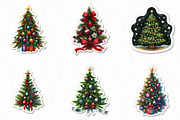 Christmas Tree Sticker Clipart, an Illustration by OK Design (Thumbnail 2 of 5)