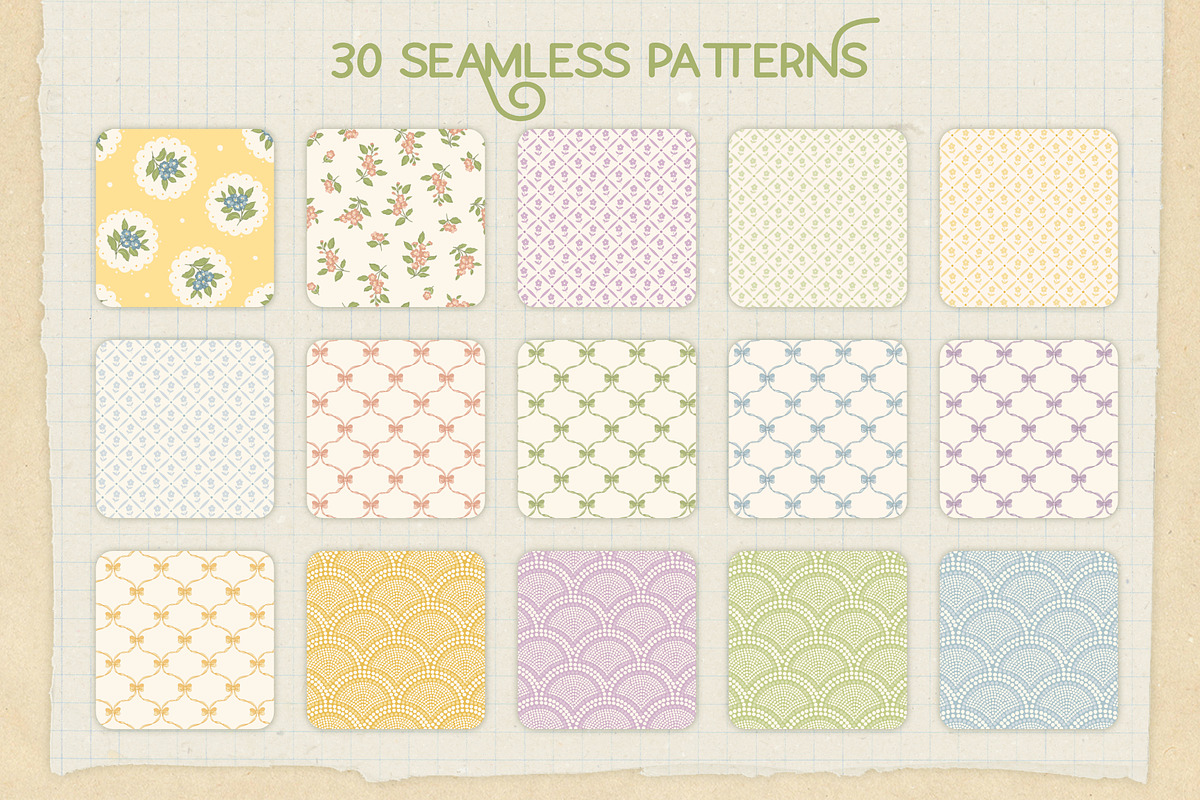 Vintage Spring Floral Patterns, a Pattern Graphic by PATTERNS etc. (Photo 12 of 19)