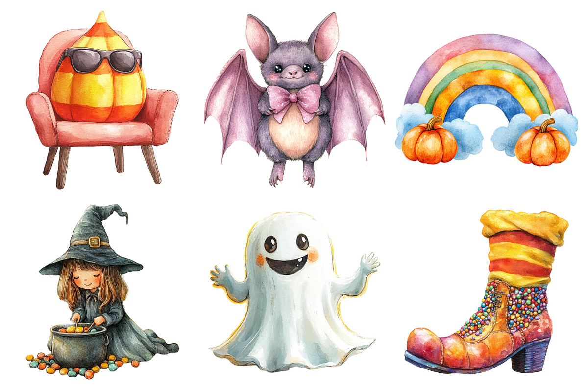 Watercolor Halloween Day Clipart, an Illustration by Daily.Designs (Photo 5 of 5)