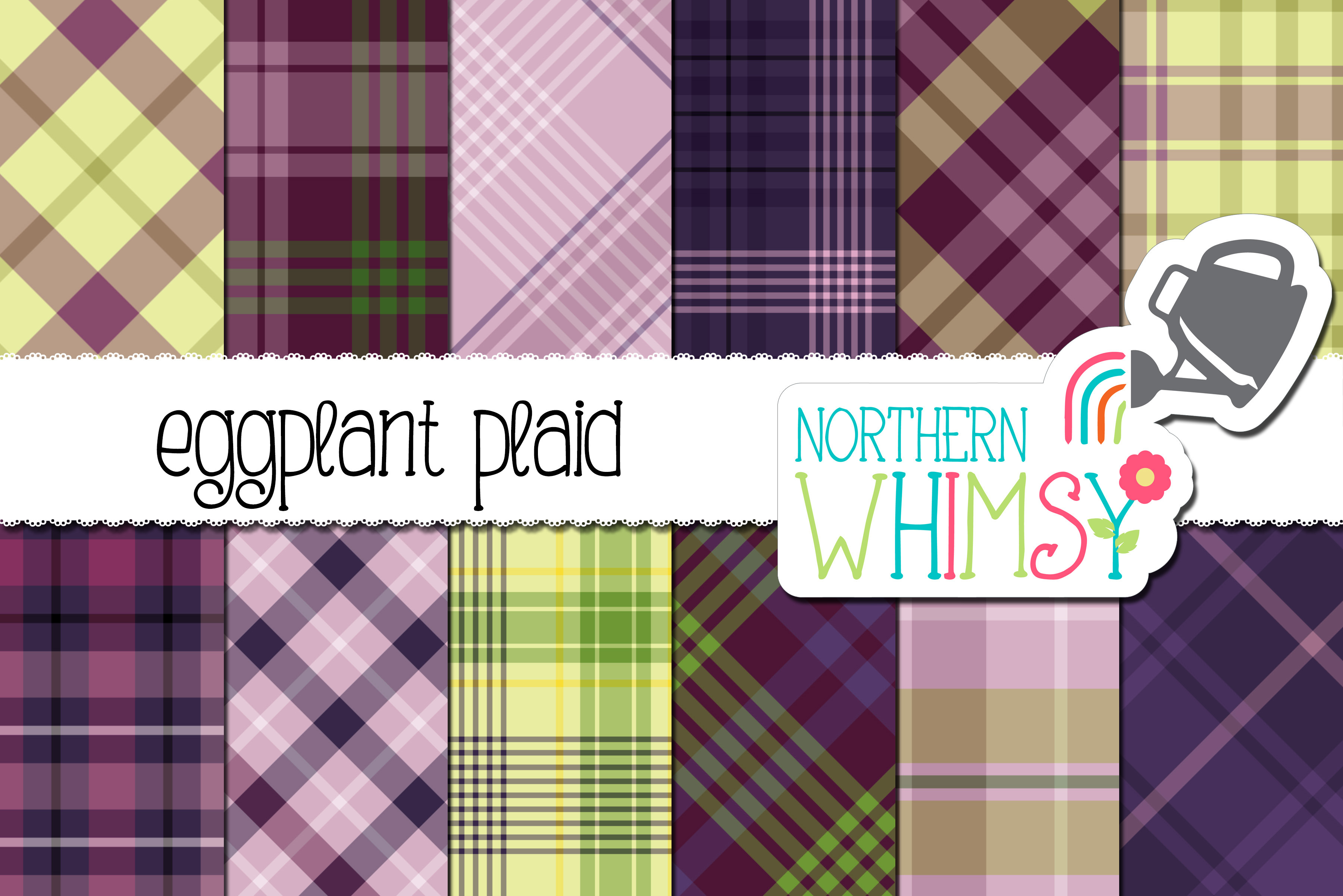 Purple and Green Plaid Patterns, a Pattern Graphic by Northern Whimsy ...