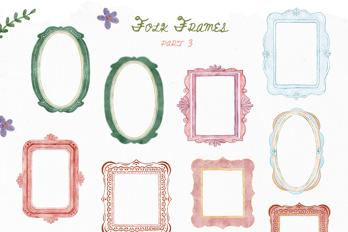 Folk Cottagecore Frames Collection, a Decorative Illustration by Les Frolova (Photo 8 of 12)