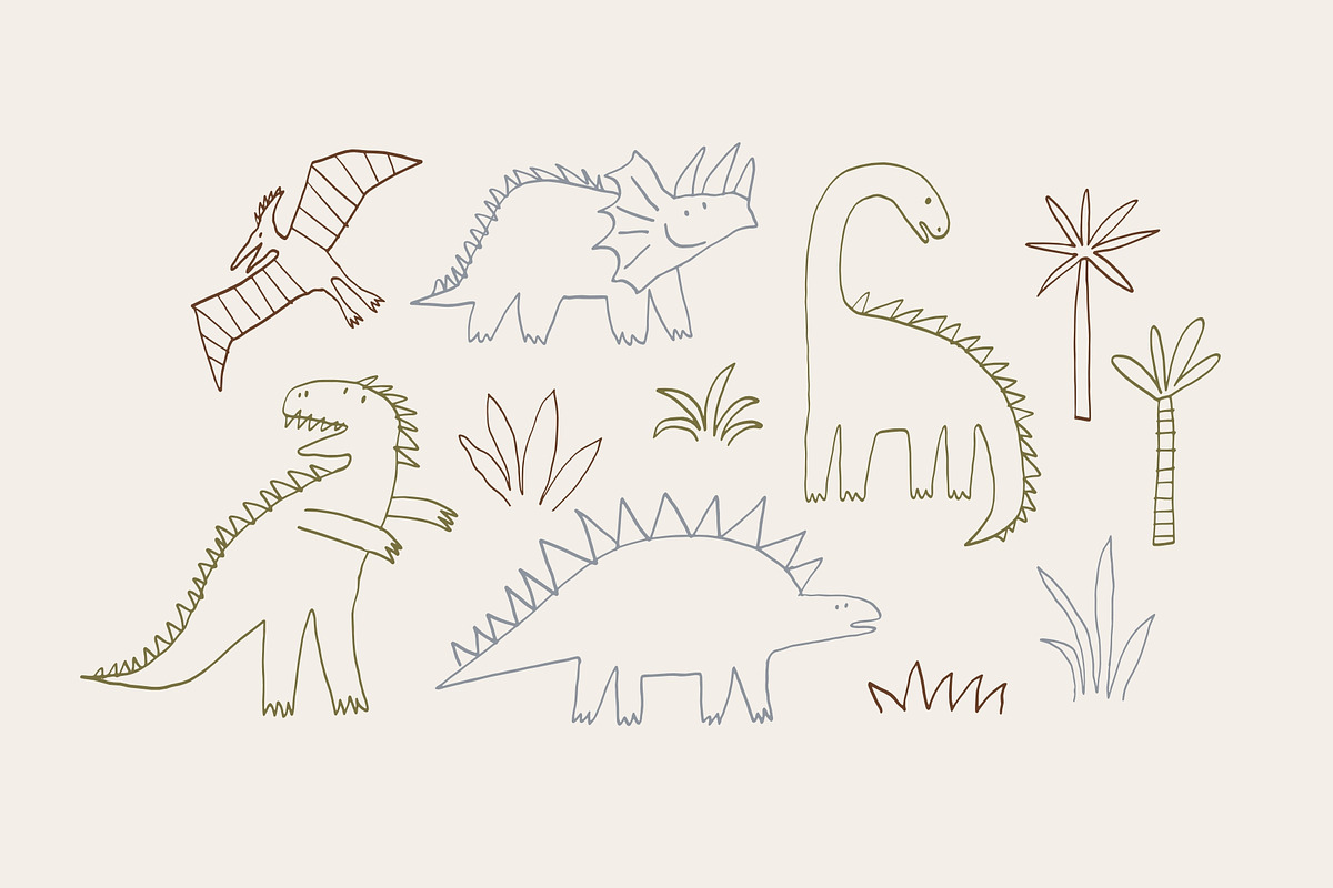 Hand Drawn Dinosaurs, an Animal Illustration by Barkova Nadya (Photo 4 of 7)