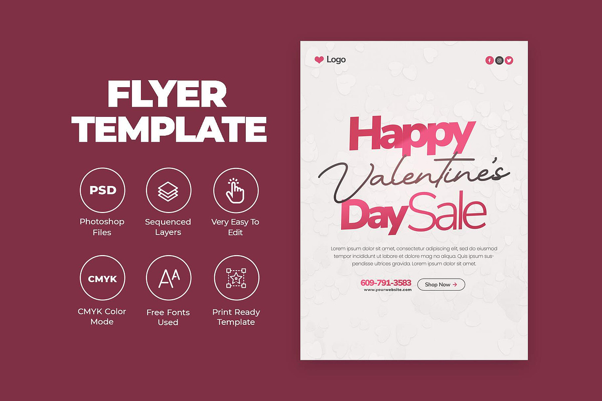 Valentine's Day Flyer Template, a Flyer Template by Saman Osama (Photo 3 of 3)