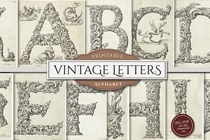 Vintage Alphabet Letters Clipart