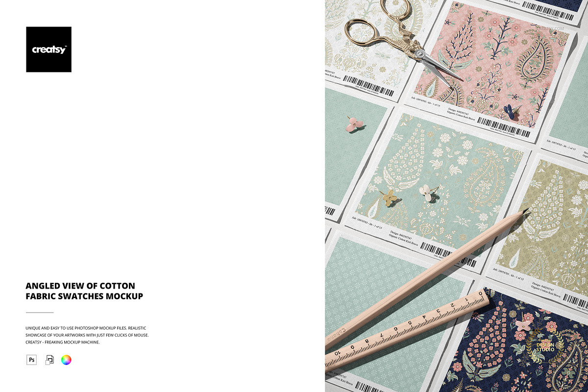 Cotton Fabric Swatches Mockup, a Merchandise Mockup by creatsy5 (Photo 1 of 6)