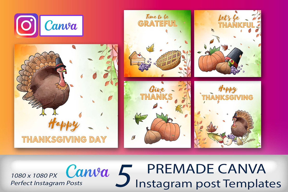 Thanksgiving Social media template, a Social Media Template by Vibrant Design Shop (Photo 1 of 7)