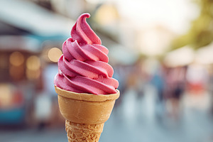 Pink soft-serve in waffle cone, a Food & Drink Photo by AlyaAnd