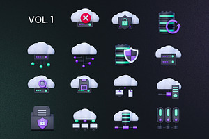 Cloud Data Storage 3D Icon Pack