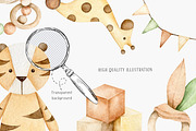 Watercolor Baby Eco Toys Clipart, an Animal Illustration by Daryartsy (Thumbnail 4 of 6)
