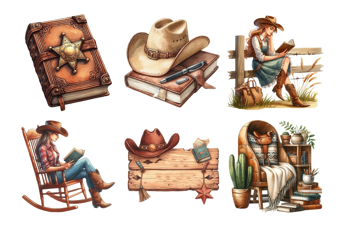 Western Cowgirl Book Clipart, an Illustration by Daily.Designs (Photo 3 of 5)