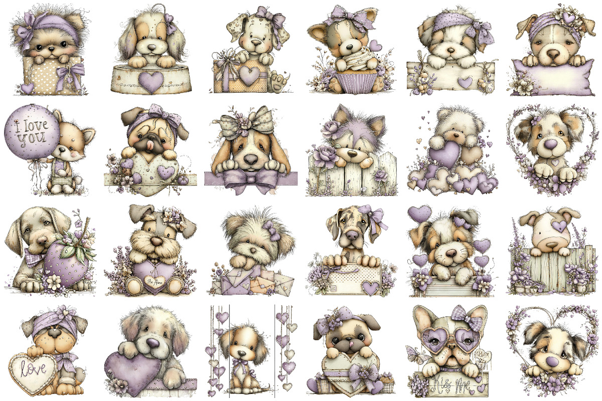 Funny Valentine Peeking Dog Clipart, an Illustration by designcity5 (Photo 2 of 5)