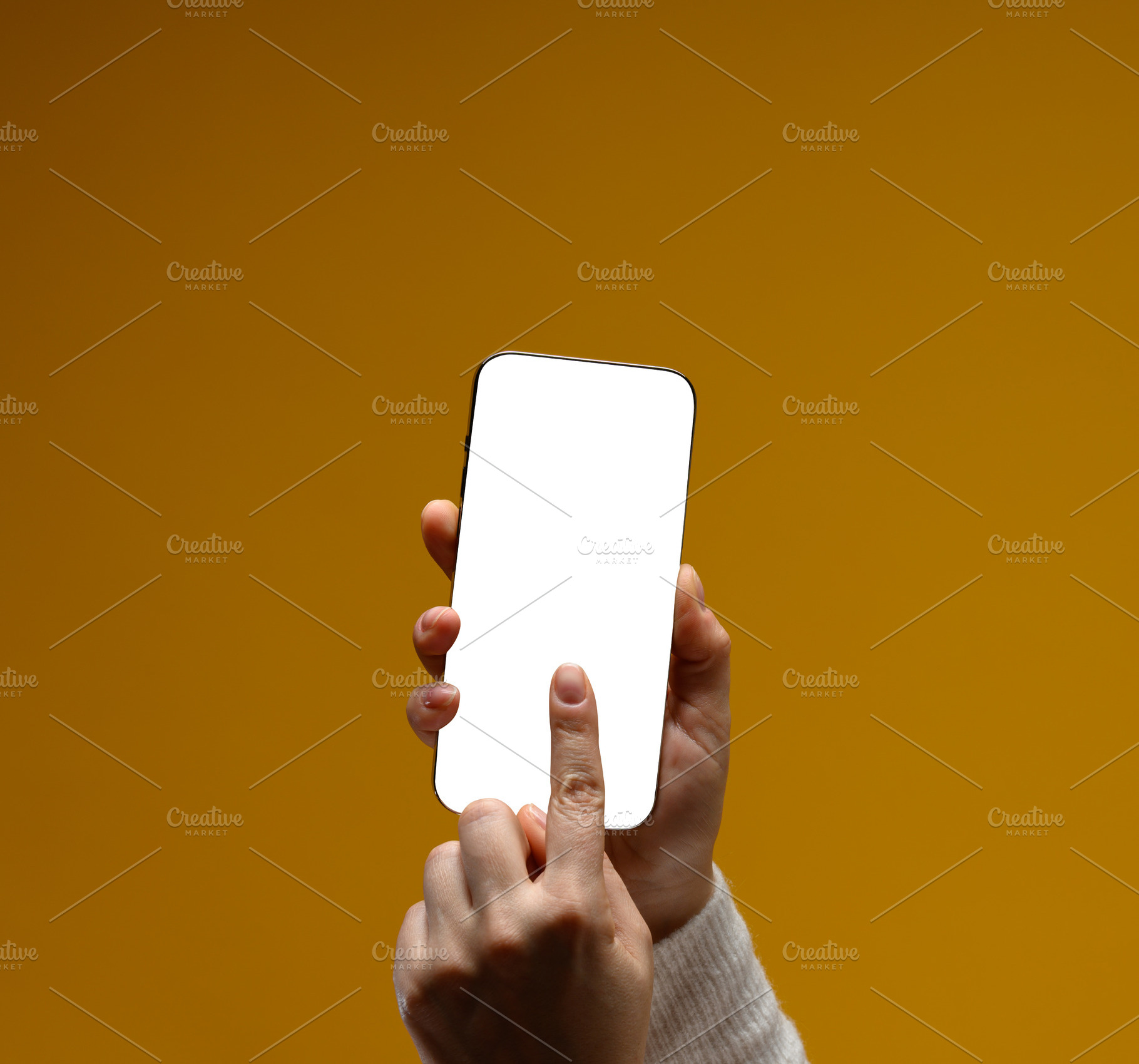 Close-up of female hands holding modern smartphone with blank wh, a Technology Photo by ndanko