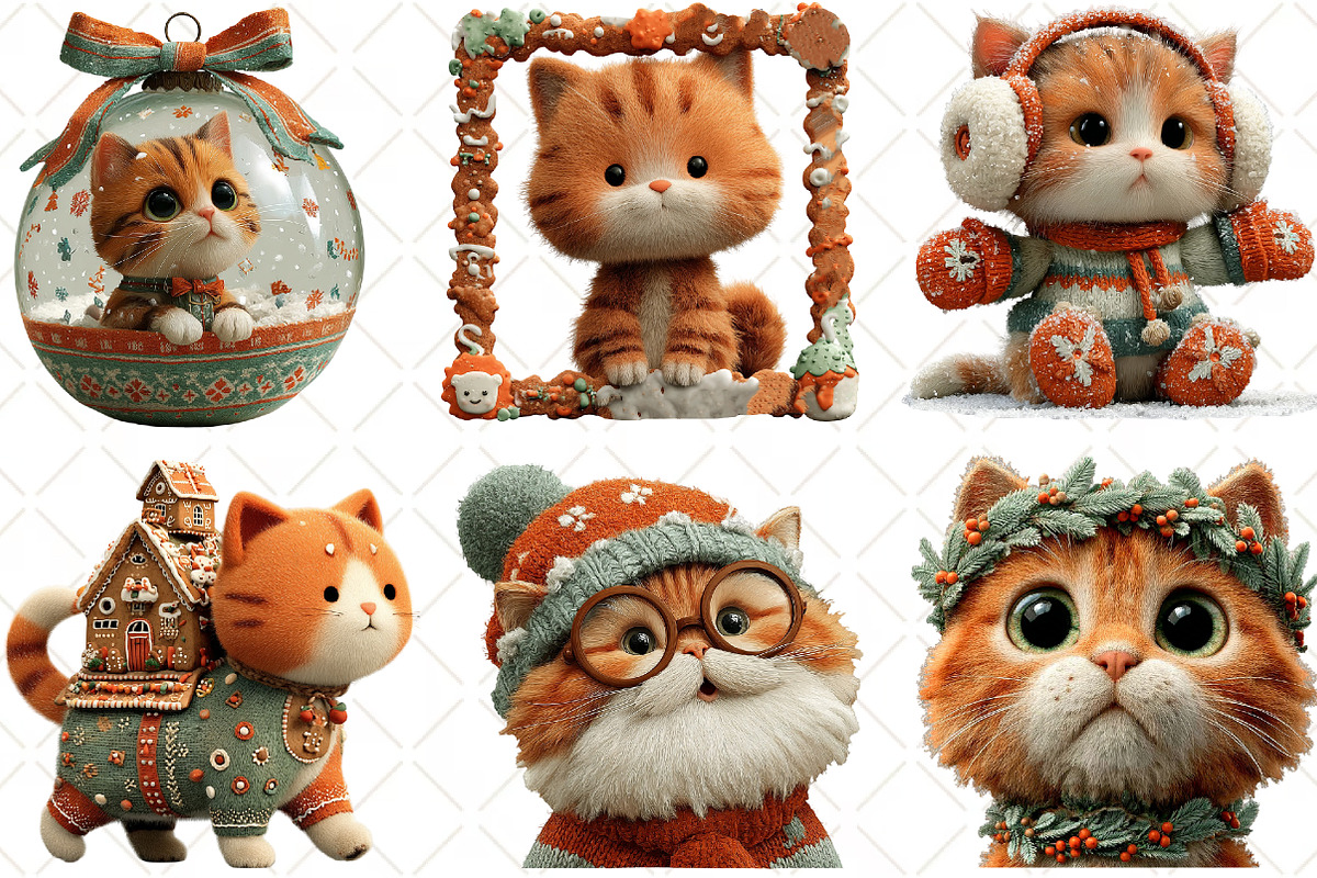 Christmas Cats Clipart, an Illustration by Black Bird Studio (Photo 5 of 6)