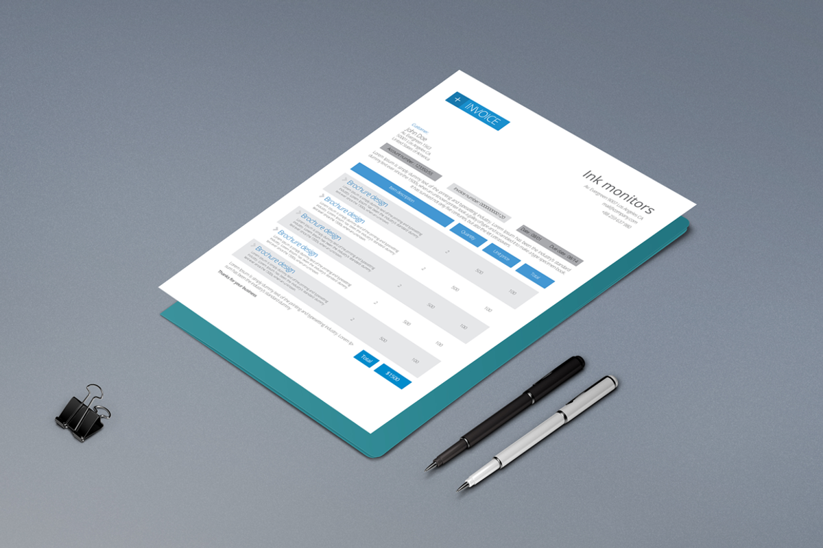 Clean Invoice, a Stationery Template by Adam Raber (Photo 2 of 3)