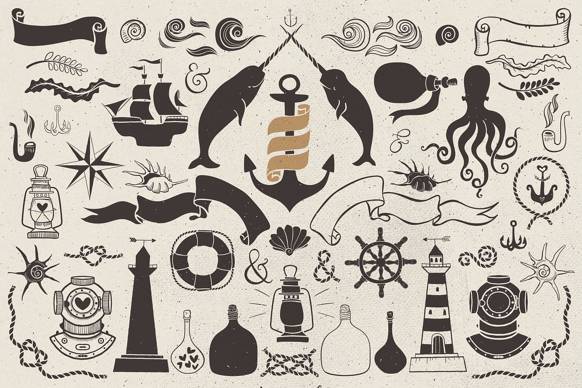 Nautical romantic vector pack, an Illustration by kite-kit (Photo 2 of 5)