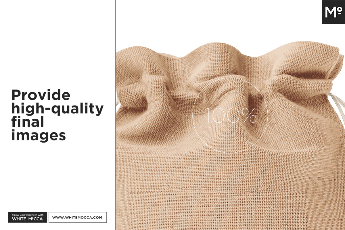 Drawstring / Burlap Jute Bag Mock-up, a Packaging Mockup by Mocca Mockups Store (Photo 11 of 11)