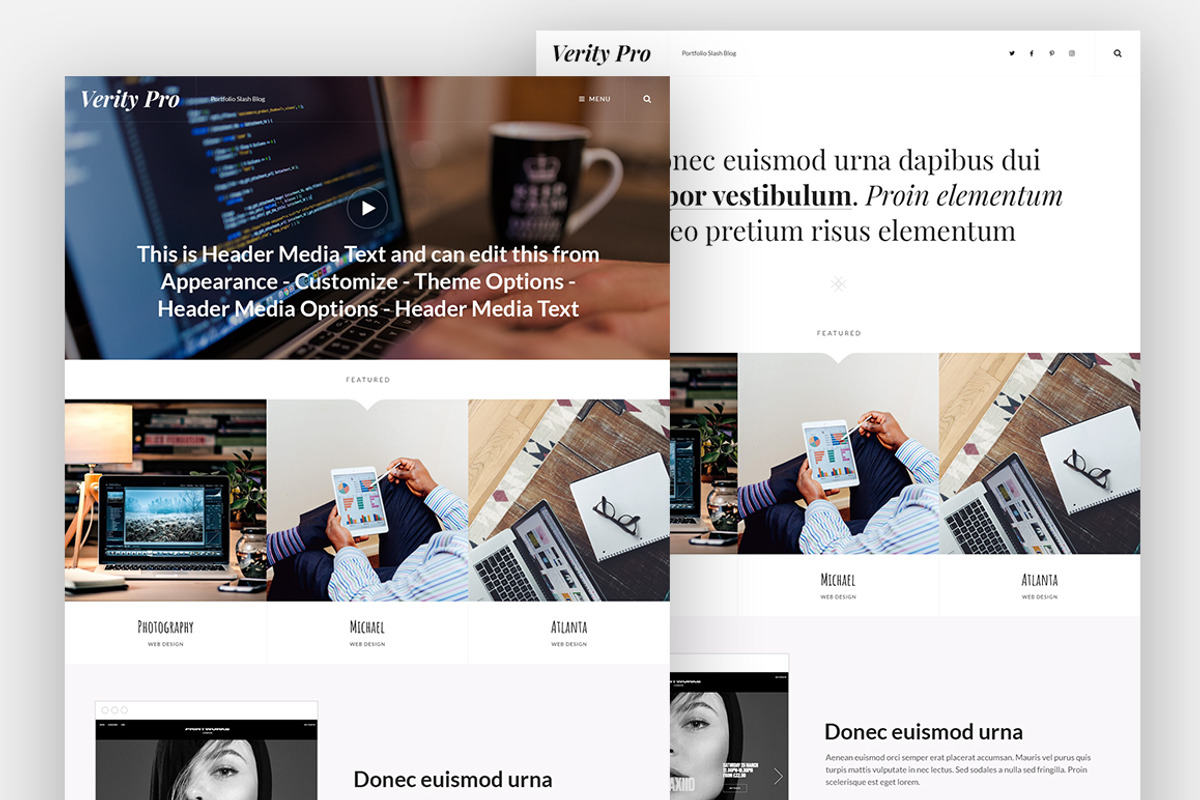 Verity Pro - Portfolio & Blog Theme, a WordPress Template by Catch Themes (Photo 1 of 5)