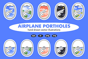 Vector airplane windows views, a Transportation Illustration by Torontotokio