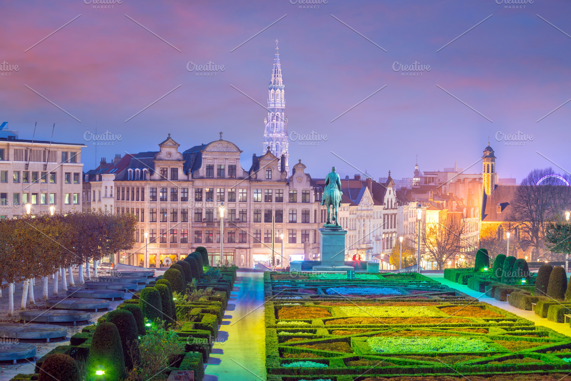 Brussels cityscape from Monts des Arts at twilight, an Architecture Photo by f11photo